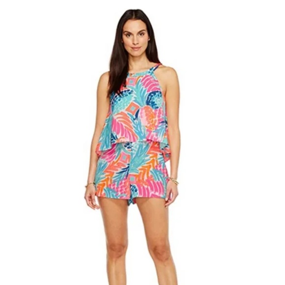 Lilly Pulitzer Floral Shorts Romper Size 0 - Picture 2 of 7